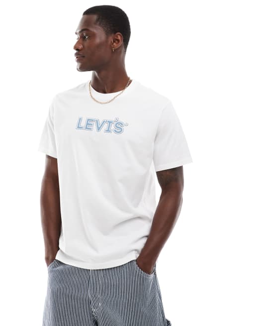 Levi's – Biały T-shirt o luźnym kroju z wypukłym logo