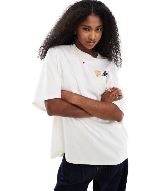 Levi's – Biały T-shirt oversize z nadrukiem z pomarańczami na plecach, 2 z 4