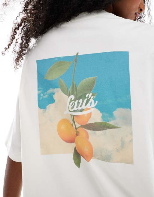 Levi's – Biały T-shirt oversize z nadrukiem z pomarańczami na plecach, 4 z 4
