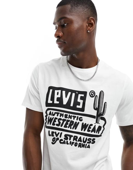 Levi's – Biały T-shirt z logo i nadrukiem kaktusa