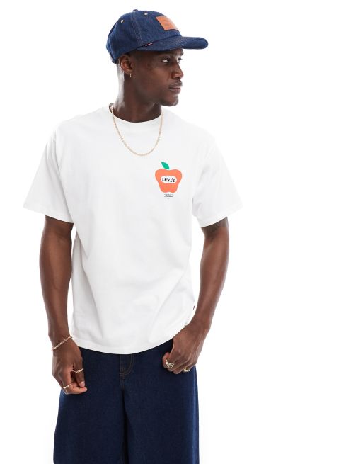 Levi's – Biały T-shirt z logo z motywem jabłka