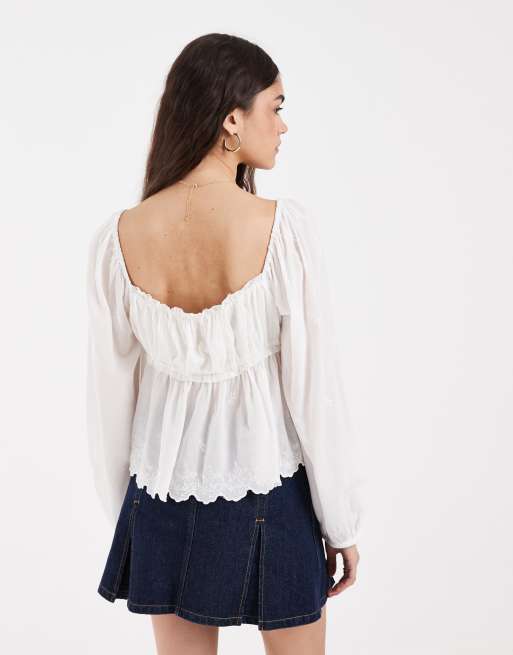 Levi's – Biały top typu milkmaid w stylu boho, 3 z 4