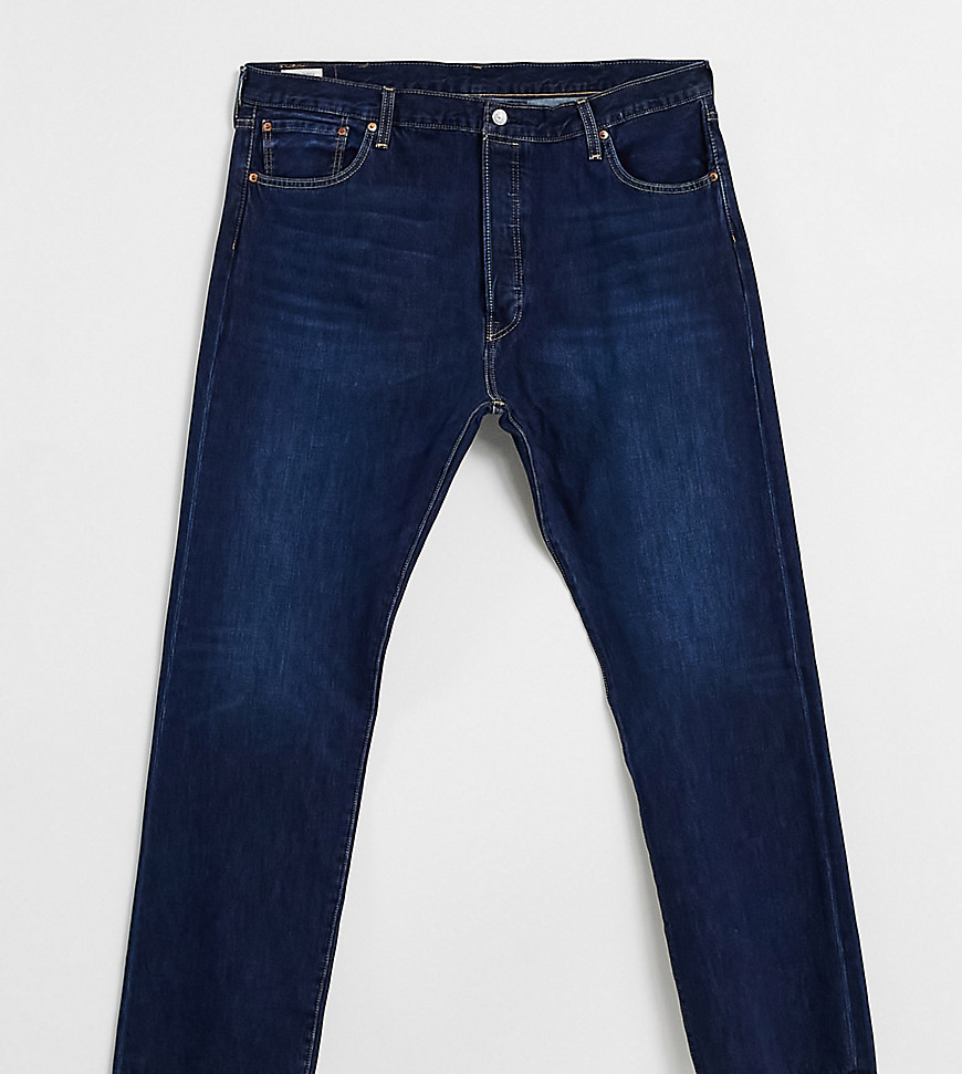 Levi's Big & Tall – 501 Original – Jeans in normaler Passform mit geknöpftem Hosenschlitz in dunkler Sponge-St-Waschung-Blau