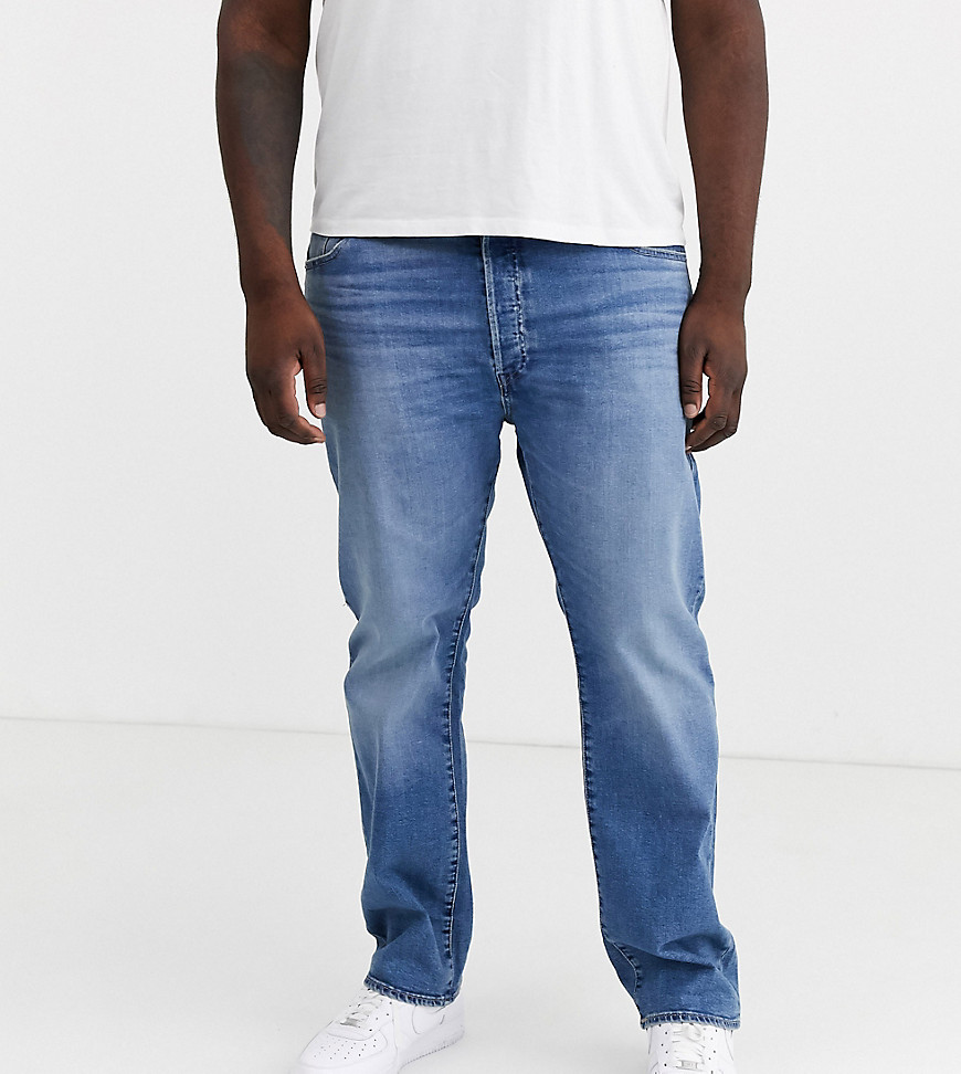 Levi's Big & Tall 501 original straight fit standard rise jeans in ironwood overt light wash-Blue