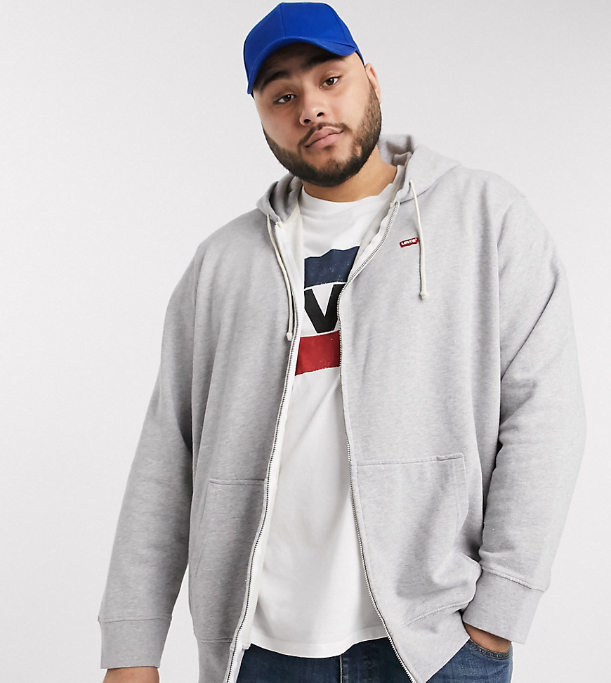Levi's - Big & Tall - Classic hoodie met logo en rits in medium gemêleerd grijs