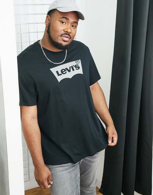 Levi's Big & Tall – Czarny T-shirt z logo Batwing na piersi