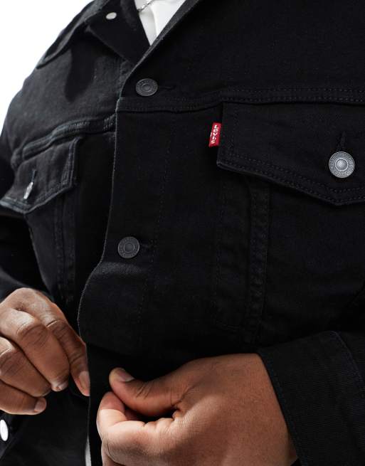 Levi's Big & Tall denim trucker jacket in black | ASOS
