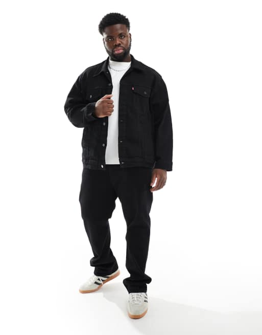 Levi's Big Tall denim trucker jacket in black ASOS