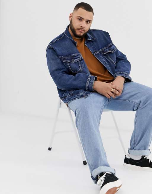 Levi s Big Tall denim trucker jacket in colusa mid wash ASOS