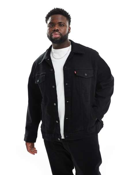 Levi's Big & tall - Denim truckerjack in zwart - view 1