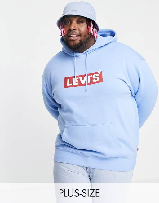 Levi's - Big & Tall - Hoodie met rechthoekig logo in lichtblauw