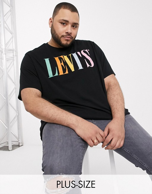 Levi's Big & Tall multi serif logo t-shirt in mineral black