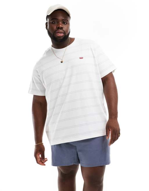 Levi's Big & Tall - Original - T-shirt color crema a righe con logo batwing