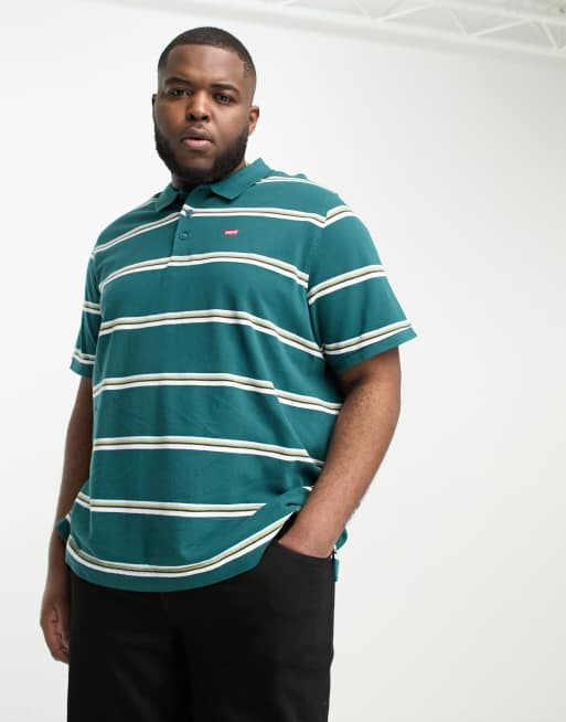 Levi s Big Tall polo shirt in green stripe with small batwing