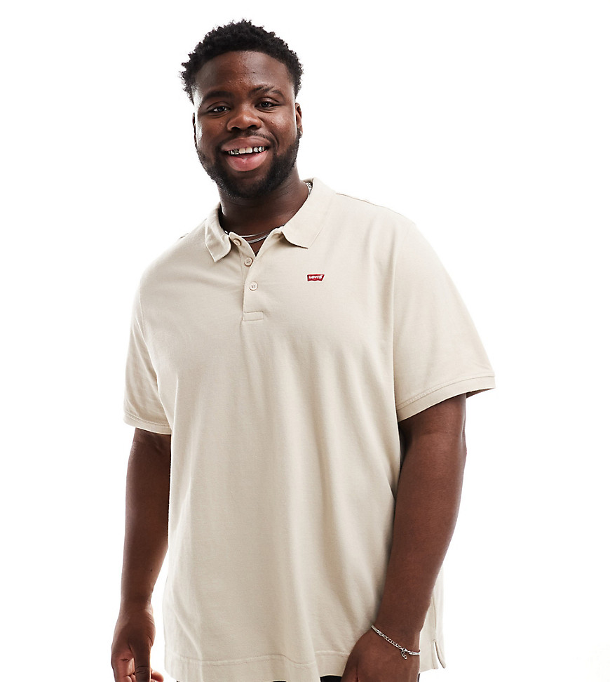 Levi’s Big & Tall polo shirt with small logo in tan-Brown