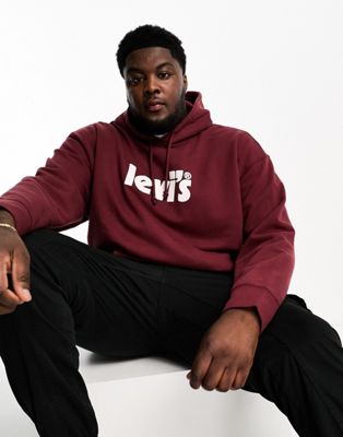 Levi's Big & Tall relaxed fit hoodie with logo in burgundy