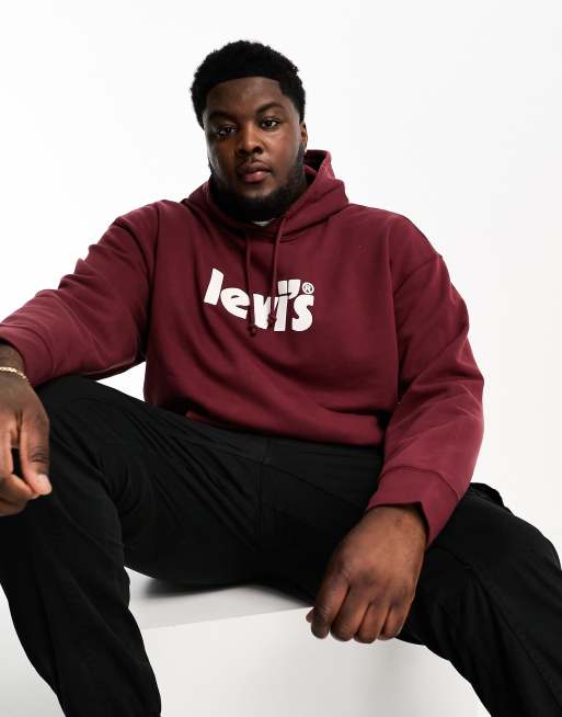 Levi s Big Tall relaxed fit hoodie with logo in burgundy ASOS