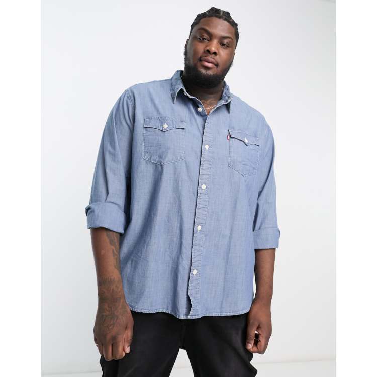 Levi's Big & Tall relaxed fit western shirt in blue denim | ASOS