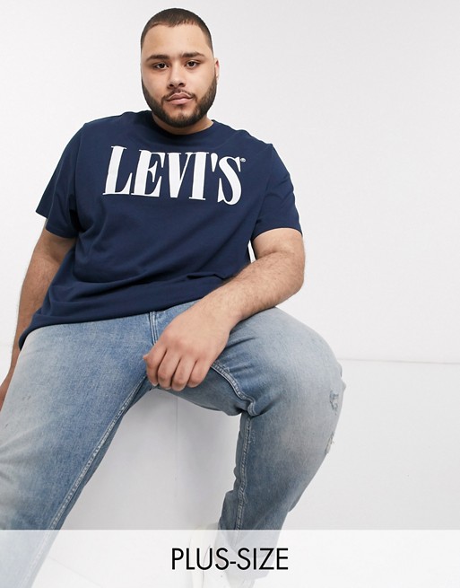 Levi's Big & Tall serif logo t-shirt in dress blues