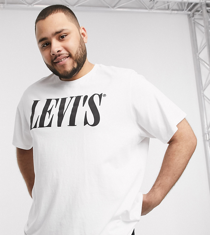 Levi's Big & Tall - T-shirt bianca con logo serif-Bianco