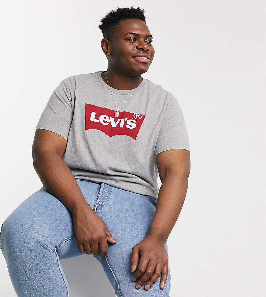 Levi's Big & Tall - T-shirt grigia con logo batwing-Grigio