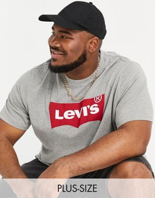Levi's Big & Tall t-shirt in grey with large batwing logo