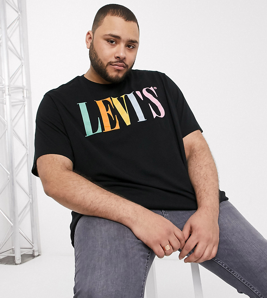 Levi's Big & Tall - T-shirt met multi serif logo in mineraalzwart