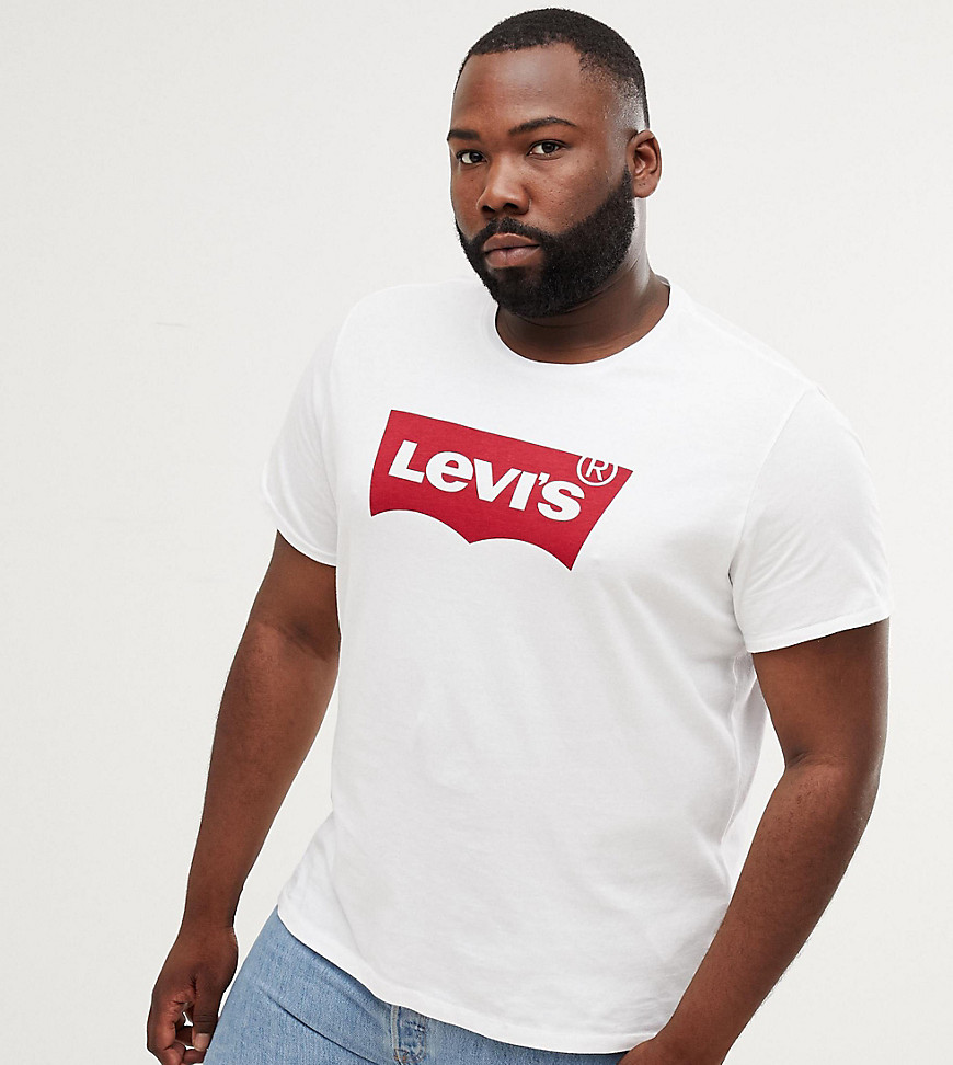 Levi's - Big & tall - T-shirt met vleermuislogo in wit