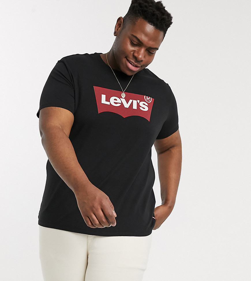 Levi's Big & Tall - T-shirt nera con logo batwing-Nero
