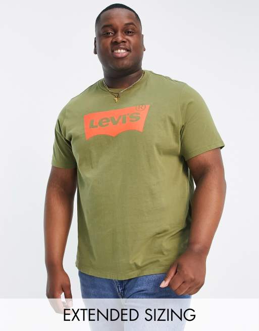 Levi's Big & Tall t-shirt with batwing logo in olive green | ASOS