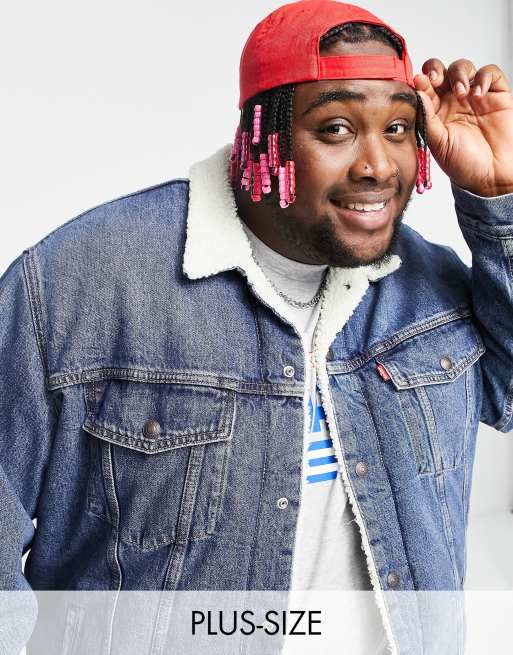 Levi's Big & Tall – Trucker-Jacke in Blau mit Sherpa-Fleece-Futter