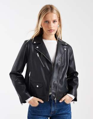 Levi's - Bikerjacke aus Kunstleder in Schwarz