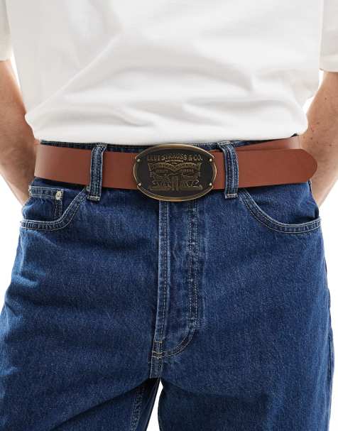 Levi's - Billy - Gyldenbrunt læderbælte med spænde - view 1
