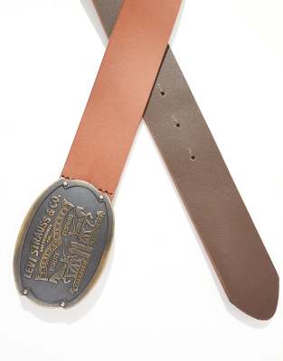 Levi's Billy Leather Plaque Belt In Brown