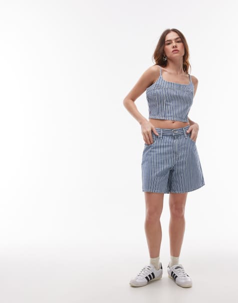 Levi's - Blå denimshorts med striber - Del af sæt - view 1