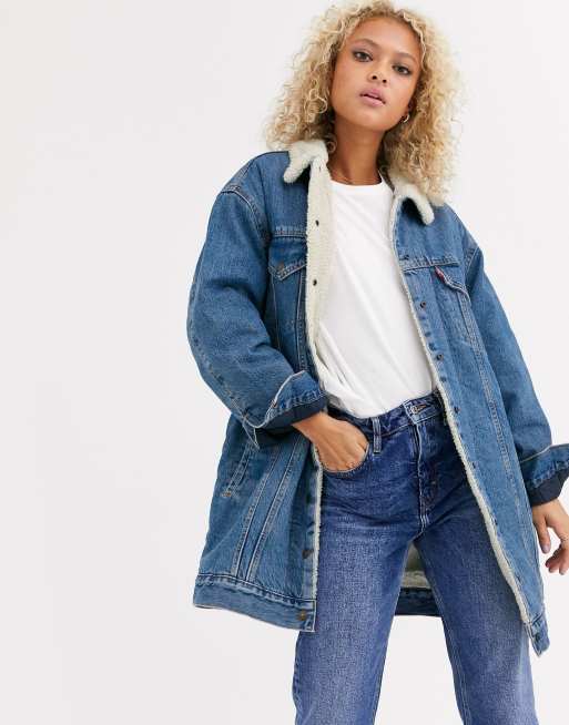 Levi's – Blå jeansjacka i longline-modell
