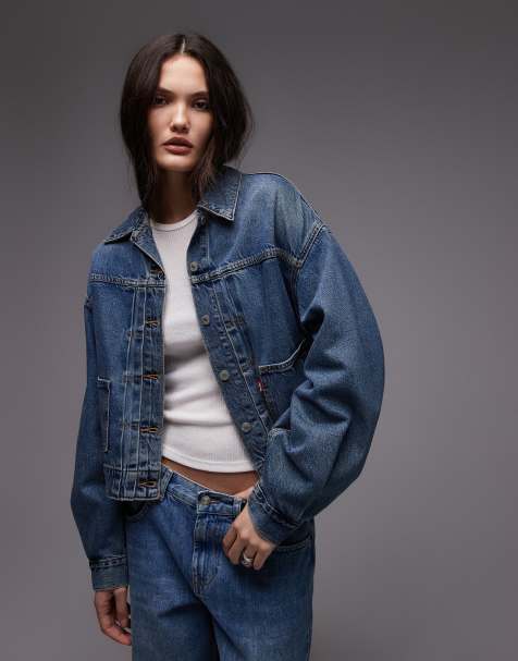 Levi's – Blå jeansjacka i truckerstil med ballongärmar - view 1