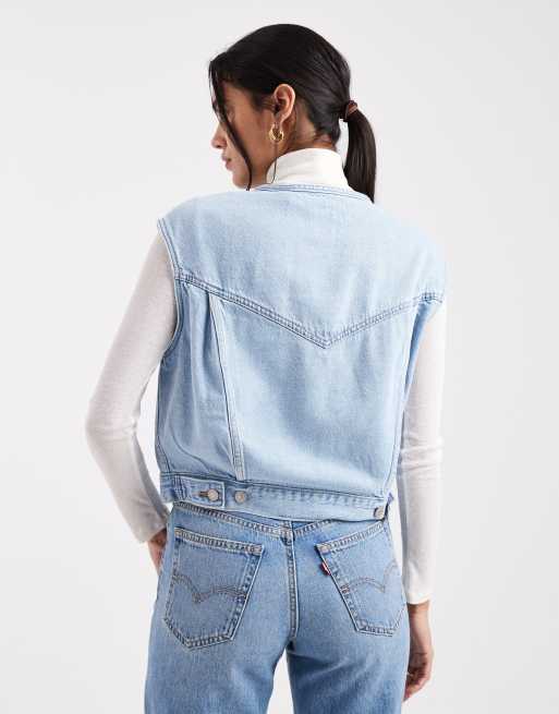 Levi's – Blå jeansväst i vintage- och blusstil, 2 av 4