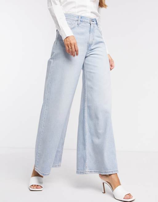 Levi's — Blå løstsiddende bukser med vide ben, 4 af 4