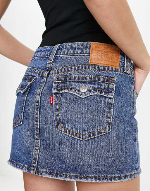 Levi's – Blå minikjol i mellanljus tvätt 