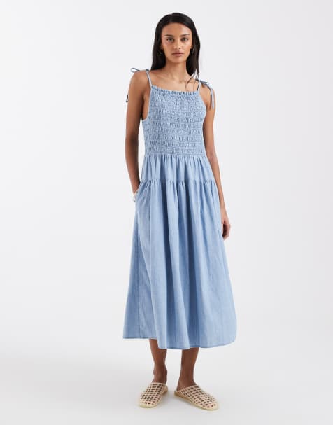 Levi's - Blå sundress i midilængde med rynker - view 1