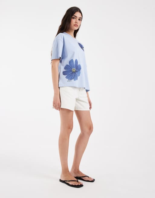Levi's - Blå T-shirt med print, 3 af 4