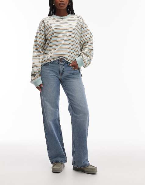 Levi's – Blå, tvättade, lediga jeans med superlåg midja - view 1