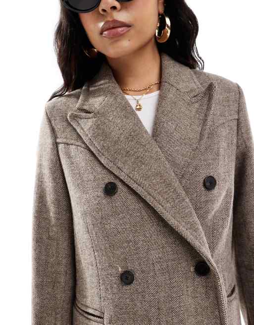 Levi's - Blair - Cappotto in misto lana comodo stile western a spina di pesce color cuoio, 4 di 4