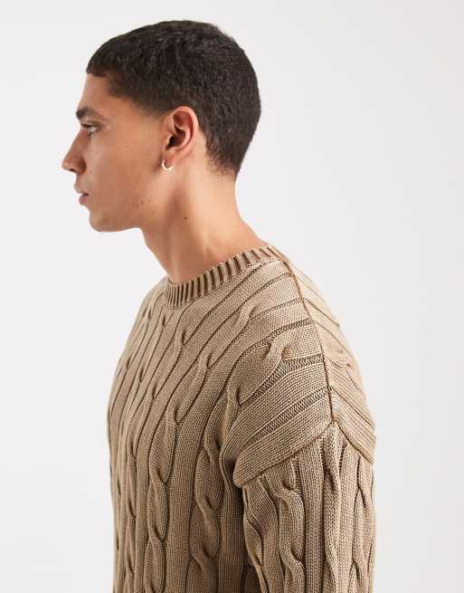 Levi's – Blekbrun, flätstickad tröja, 4 av 5