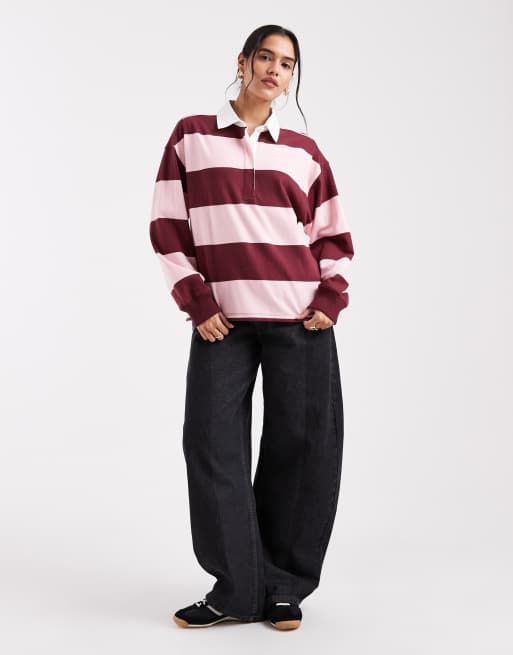 Levi's bluza rugby w paski w kolorze różowym, 3 z 4