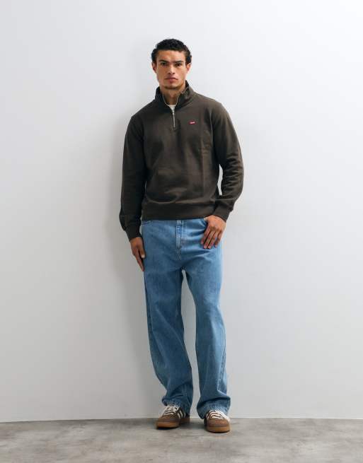 Levi's bluza z krótkim zamkiem i logo Batwing, brązowa, 3 z 9