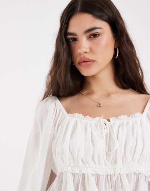 Levi's boho milkmaid top in white, 4 of 4