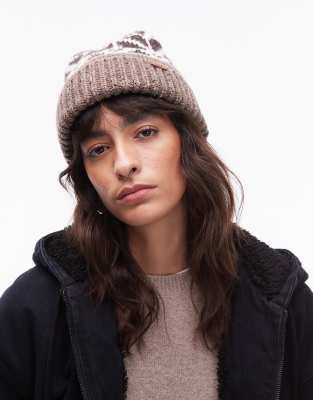 Levi's Levi's Boho speckle pattern knit beanie in brown