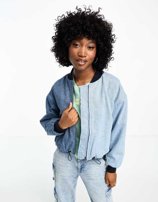 Levi s bomber jacket in block contrasting blue denim